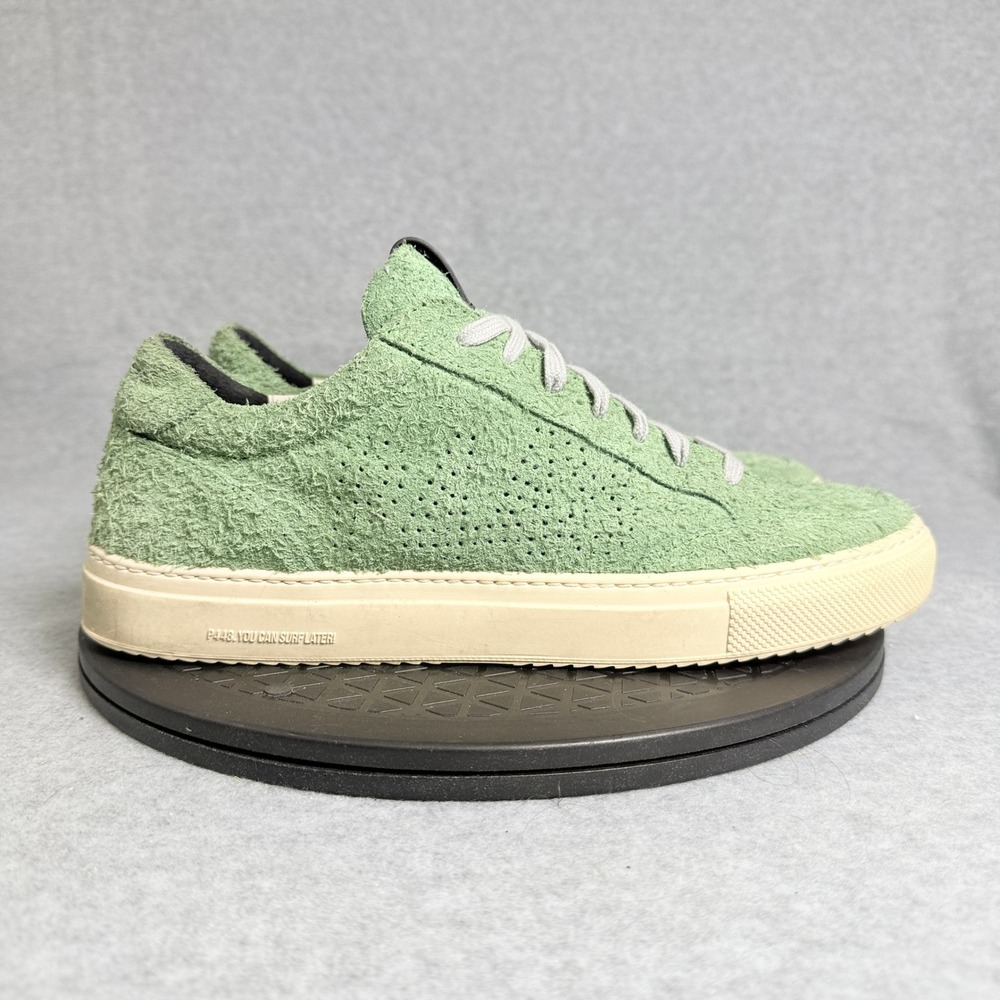 P448 John Hairy Suede Low Top Sneakers Green Made in Italy Mens 10